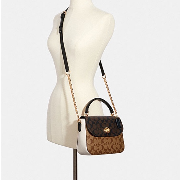 Coach Marlie Top Handle Satchel Block Signature Canvas. - Picture 4 of 9